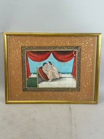 Antique Indian Hand Painted Love Scene