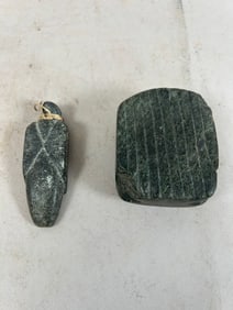 Native American Stone Bark Beater and Effigy