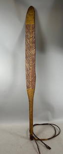 Aboriginal Wooden Carved Bull Roarer Tiwi Islands: Aboriginal Wooden Carved Bull Roarer Tiwi Islands. 48"h x 4"w