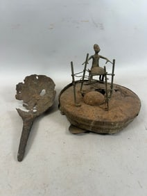 Asen Alter Staff Top with Cast Bronze Figures and West African Iron Currency