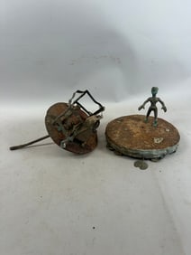 Collection of 2 Fon, Asen, Alter Staff Tops with Cast Bronze Figures