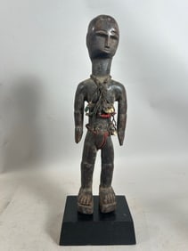 African, Tanzanian or Bamana, Wood Figure with Beads