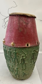 African, Ghana, Akan, Ashanti Wooden Carved Drum