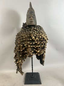 Wood and Cowrie Shell Headress, Yoruba, Nigeria