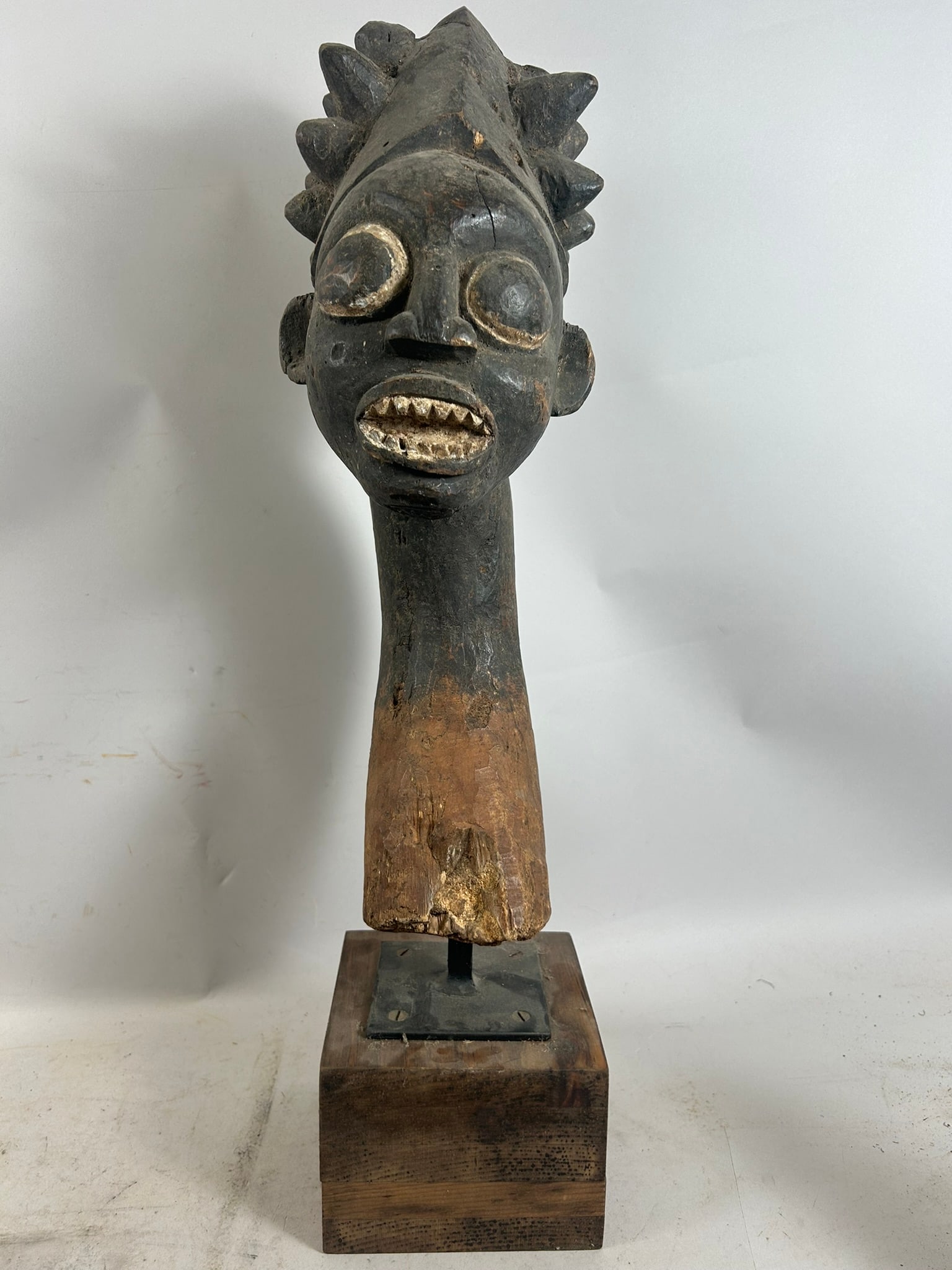 Baman Wooden Carved Head, Cameroon: Cameroon, Baman Wooden Carved Head. 18"h x 6"w x 7"l
