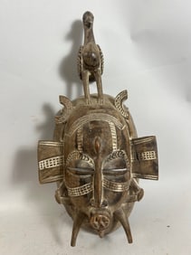 Senufo Wood Carved Mask, Ivory Coast
