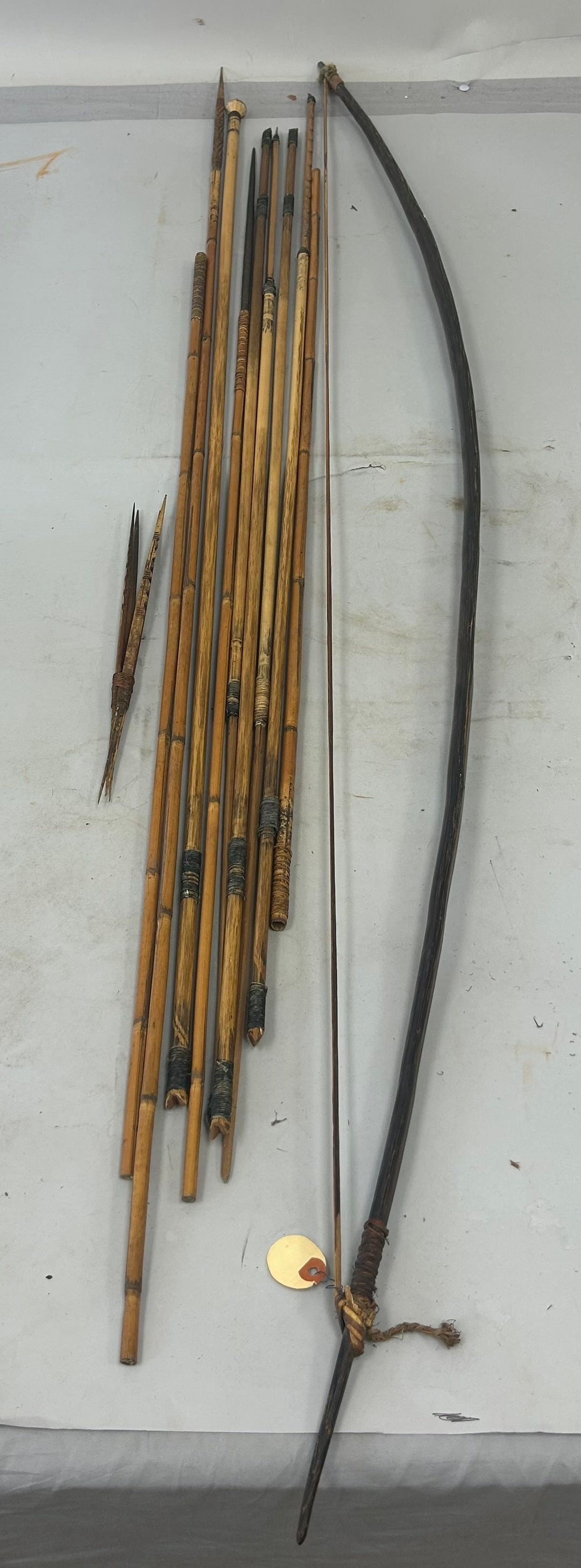 Amazonian Lacandon Arrows and Bow: Amazonian Lacandon Arrows and Bow. 59"h x 5.5"w (bow)