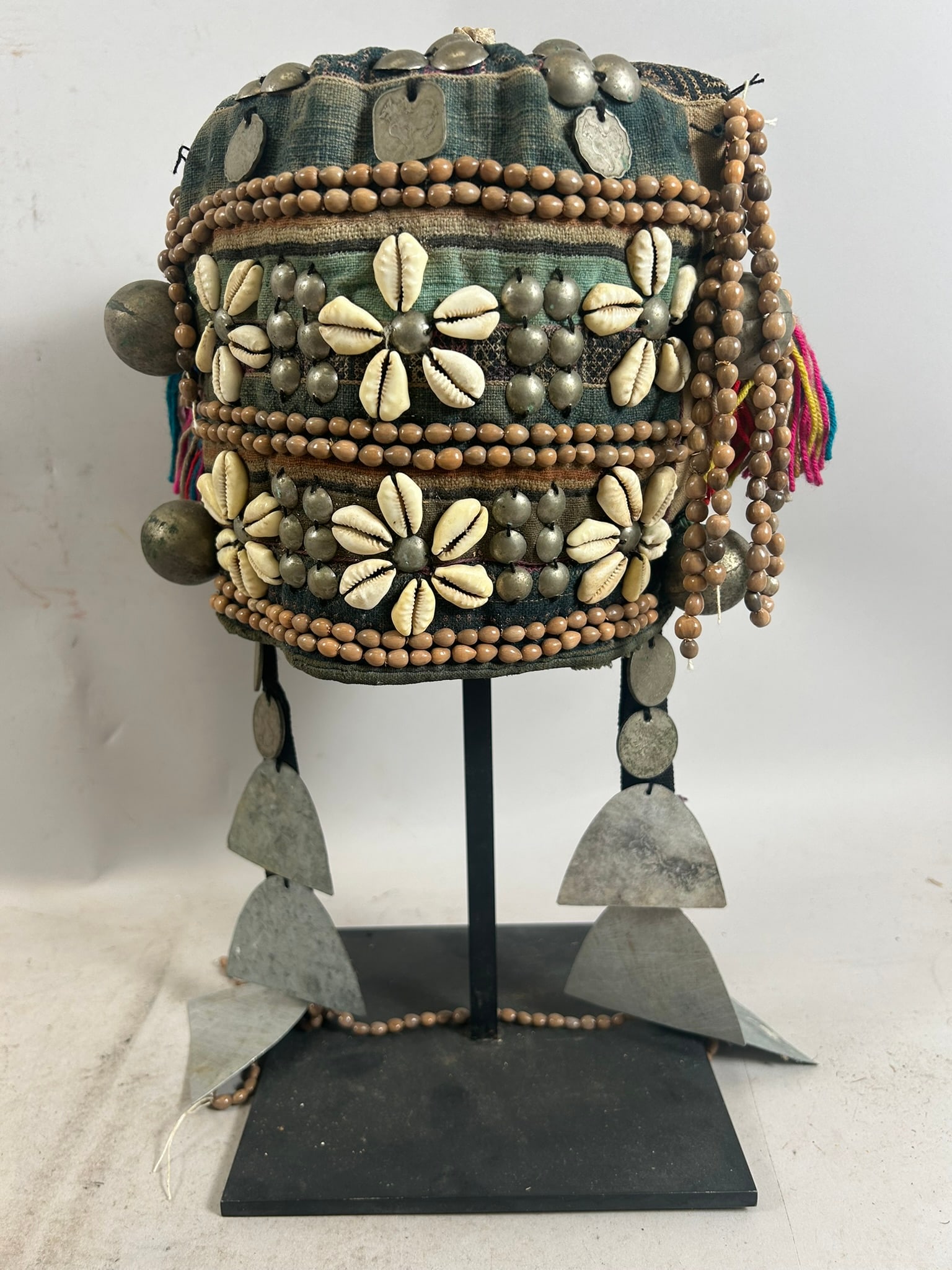 Burmese Ceremonial Headdress: Burmese Ceremonial Headdress. 8"h x 7.5"w x 7"l
