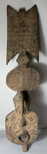 African Wooden Carved Bobo Bwa Plank Mask Burkina Faso: African Wooden Carved Bobo Bwa Plank Mask Burkina Faso. D:54"h x 12"w x 6"d