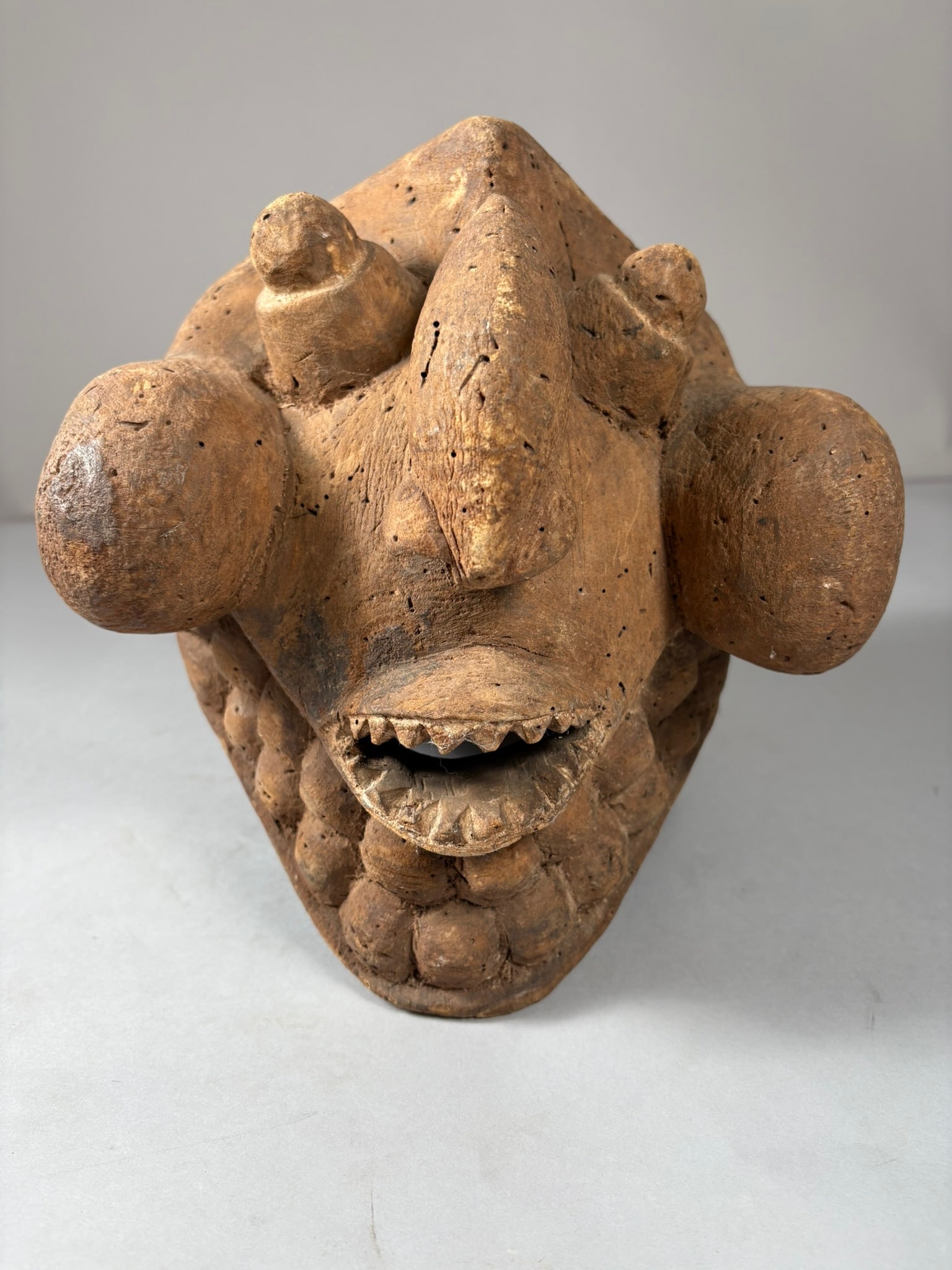Cameroon Carved Wooden Helmet Mask: Cameroon Carved Wooden Helmet Mask. D:11"h x 10"w x 11"l