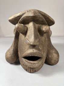 Cameroon Carved Wooden Helmet Mask