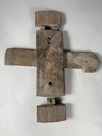 West African Carved Wooden Door Lock