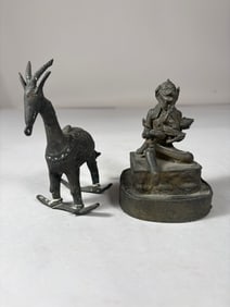 African Contemporary Cast Bronze or Copper Alloy Figurines (2)