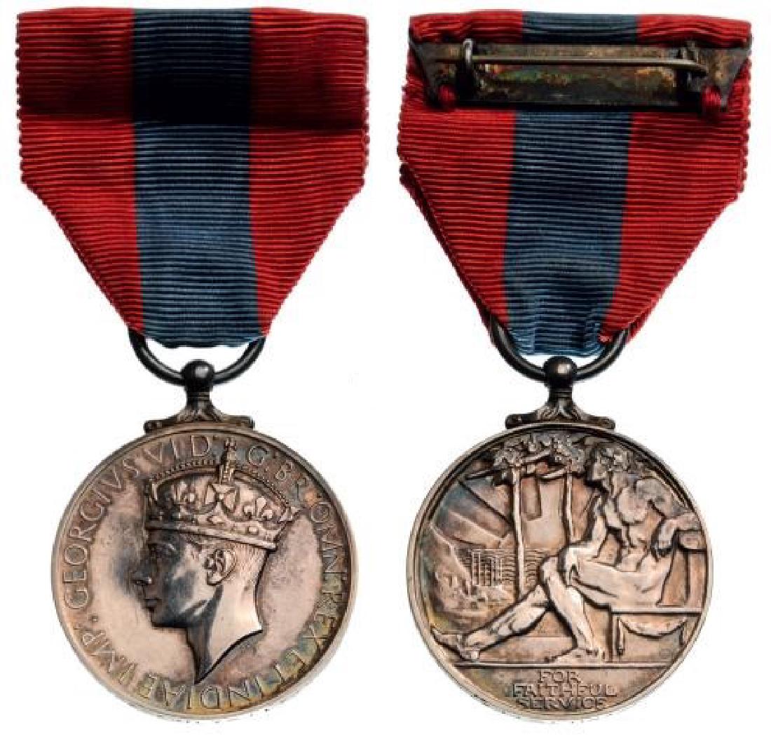 Medal for Faithful Service, King Georges VI: Breast Badge, silver, named to “DORA EMILY FLETCHER”, original ribbon. Extremely fi ne condition and nice patina! I