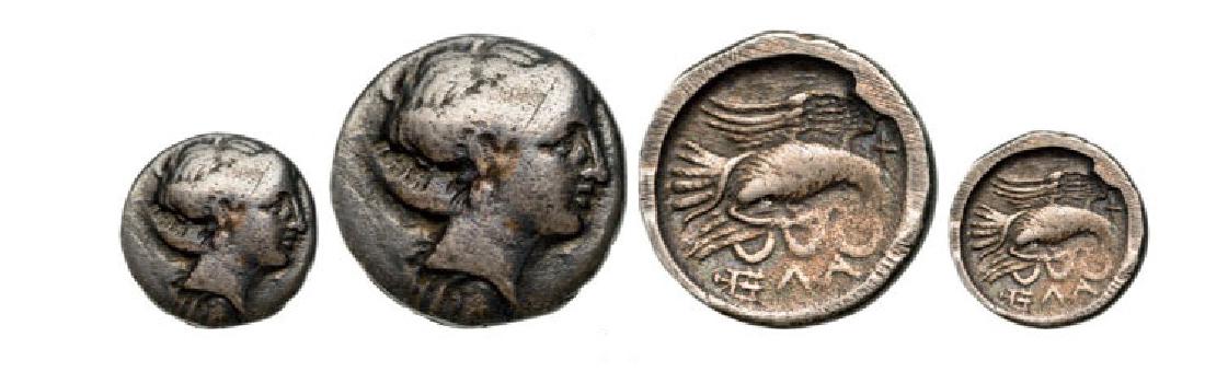 AR Drachm (2.96 g), 369-336 BC: Head of Chalkis right / Eagle with serpent. BMC Central Greece 46. VF Country:ancient Greece - Euboea