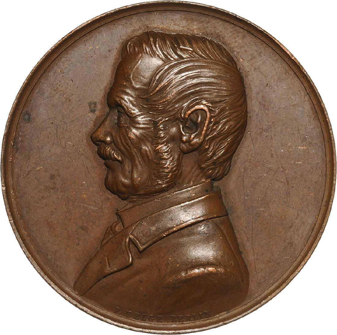 Carol I - Homage to George Baritiu by the Romanian: Medal 1892, signed by P. Telge, Bronze (50 mm, 48.83 g). UNC(-) Country:ROMANIA