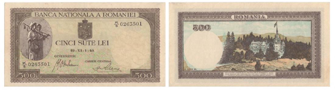 1940 ISSUE, 500 Lei (1.11.1940, 26.1.1943), dated 1st (1 of 1)