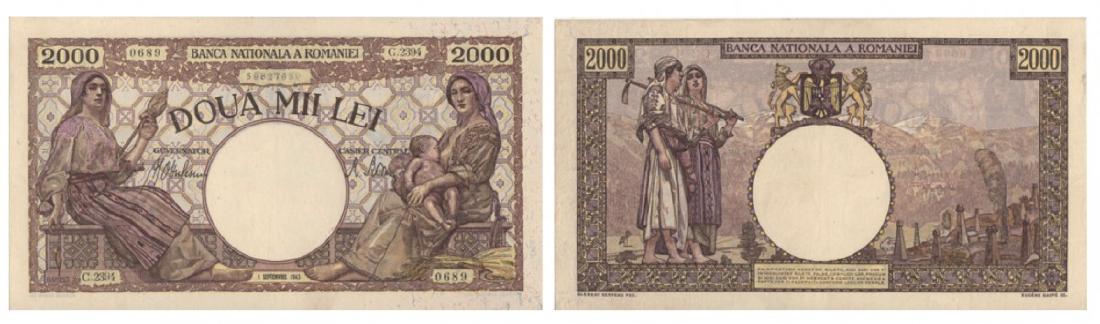 1943 ISSUE, 2.000 Lei (18.11.1941 â€“ 10.10.1944), (1 of 1)