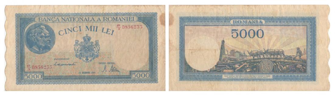 1944 ISSUE, 5.000 Lei, (10.10.1944 - 20.12.1945), dated (1 of 1)