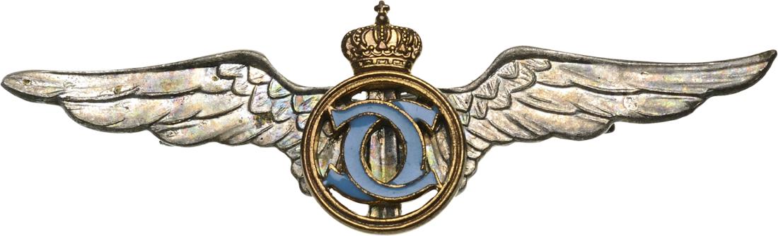 Pilot Badge for Graduates of the Â«Â Sport â€“: Breast Badge, 55x20 mm, silvered Bronze, with thin pin on reverse, I.M.S.P.R. 233. Rare! I R! BS205