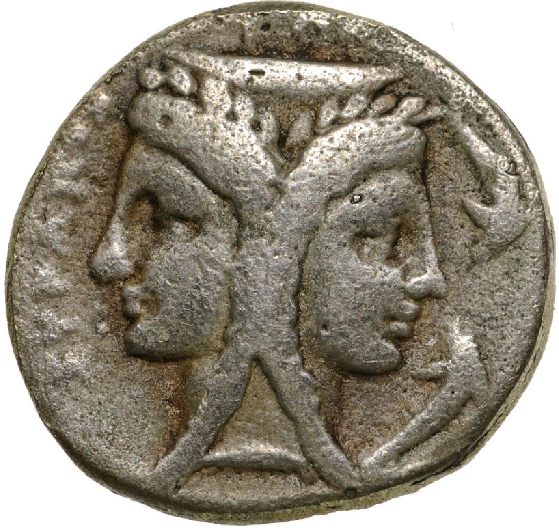 Syracuse, AR 2 Litrai (12 mm, 1.138 g), 344-317 BC: Janiform female head / Horse galopping right. SNG Cop. 718. VF 3496