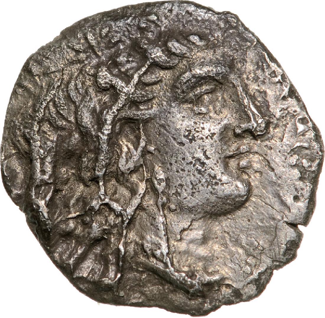Thermae Himerensis, AR Litra (10 mm, 0.51 g), ca. 4th: Head of Hera right / Herakles seated left. SNG ANS 1341. VF+/ VF 3504