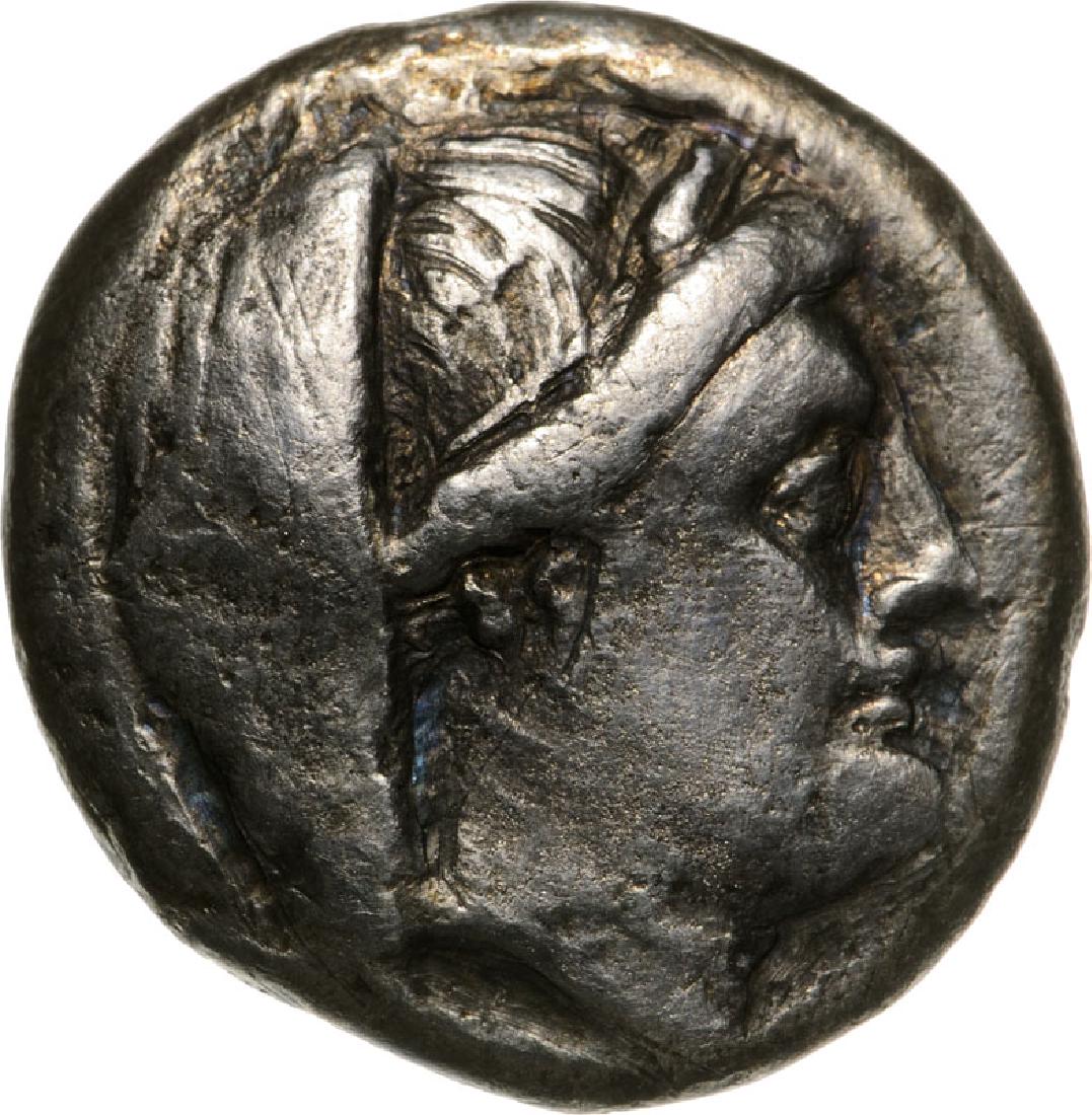 Byzantion, AR 9 Oboles (5.3 g), 240â€“220 BC: Veiled head of Demeter right / Poseidon seated left, E?I ANTI?ATPOY in exergue. SNG Cop 487. R ! VF- 3520