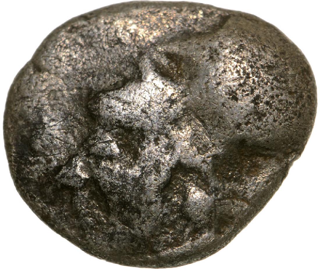 Kolone, AR Hemiobol (8 mm, 0.4 g), 4th Century BC: Head of Athene left / floral ornament. Unpublished (?). RR! F/VF 3677