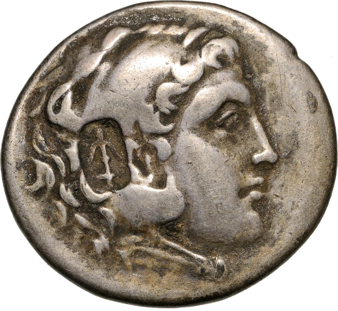 Phaselis, AR Tetradrachm (31 mm, 16.20 g), civic year: Head of Herakes right, wearing lion skin / Zeus aetophoros seated left. Interesting ountermark: seleucid anchor. Price 2873; VF 3947