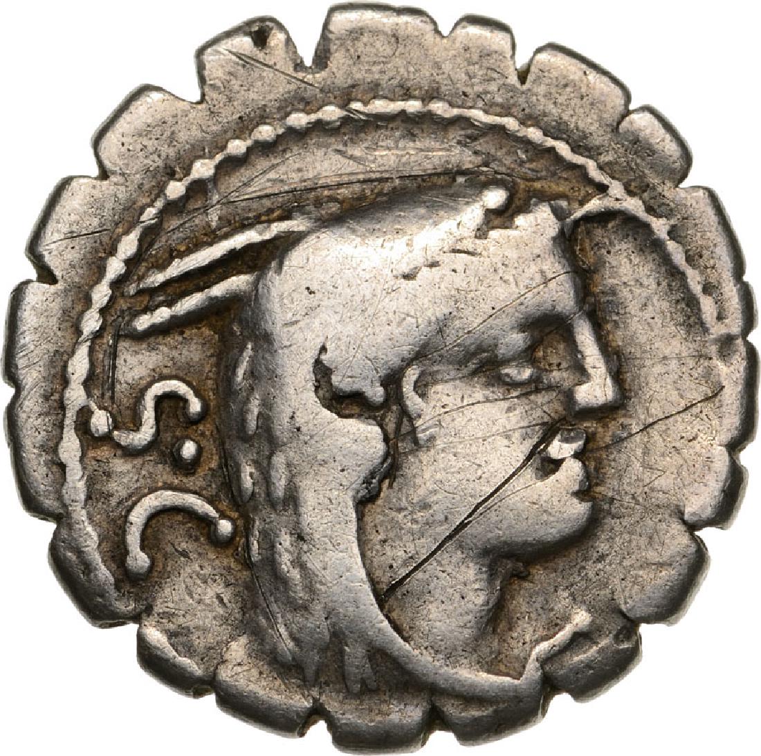 AR Denarius serratus (21 mm, 3.88 g), Rome mint, L. (1 of 2)