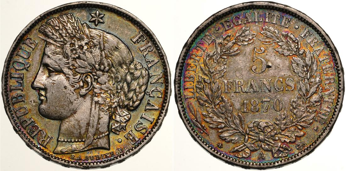 3rd republic (1870-1940)5 Francs 1870 A. (1 of 1)