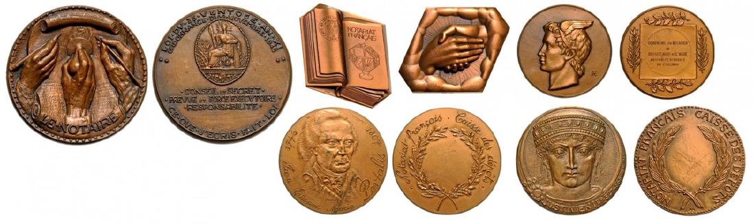Set of 5 Notary Bronze and Copper Medals (1 of 1)