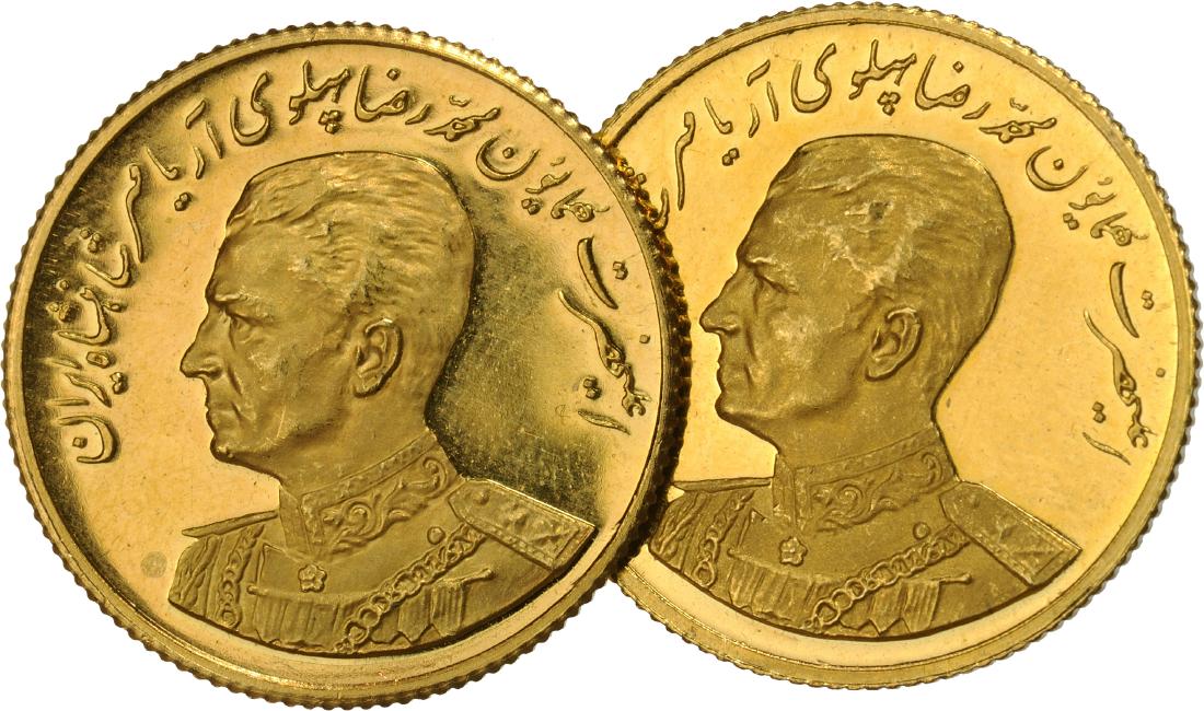 Mohammad Reza Pahlevi (1919-1980; Shah 1941-1979), Gold: Gold,4.05 g/each. UNC XD 10