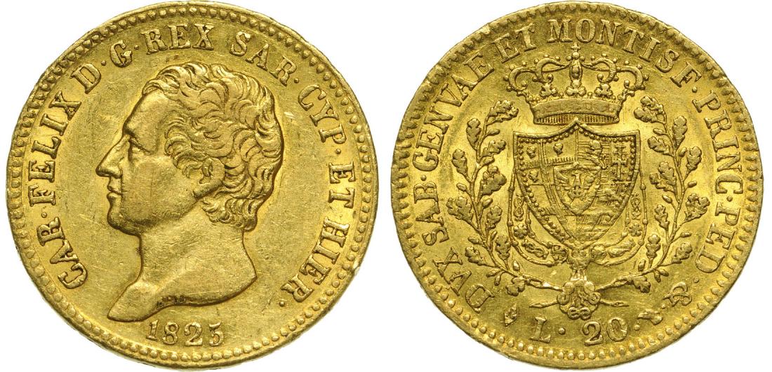 Savoia, Carlo Felice (1821-1831), 20 Lire 1825, Torino, (1 of 1)
