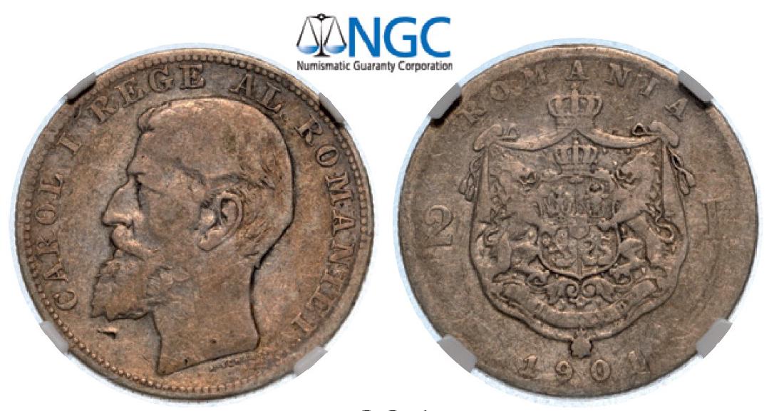 2 Lei 1901, Hamburg, Silver. The rarest Romanian 2 Lei (1 of 1)