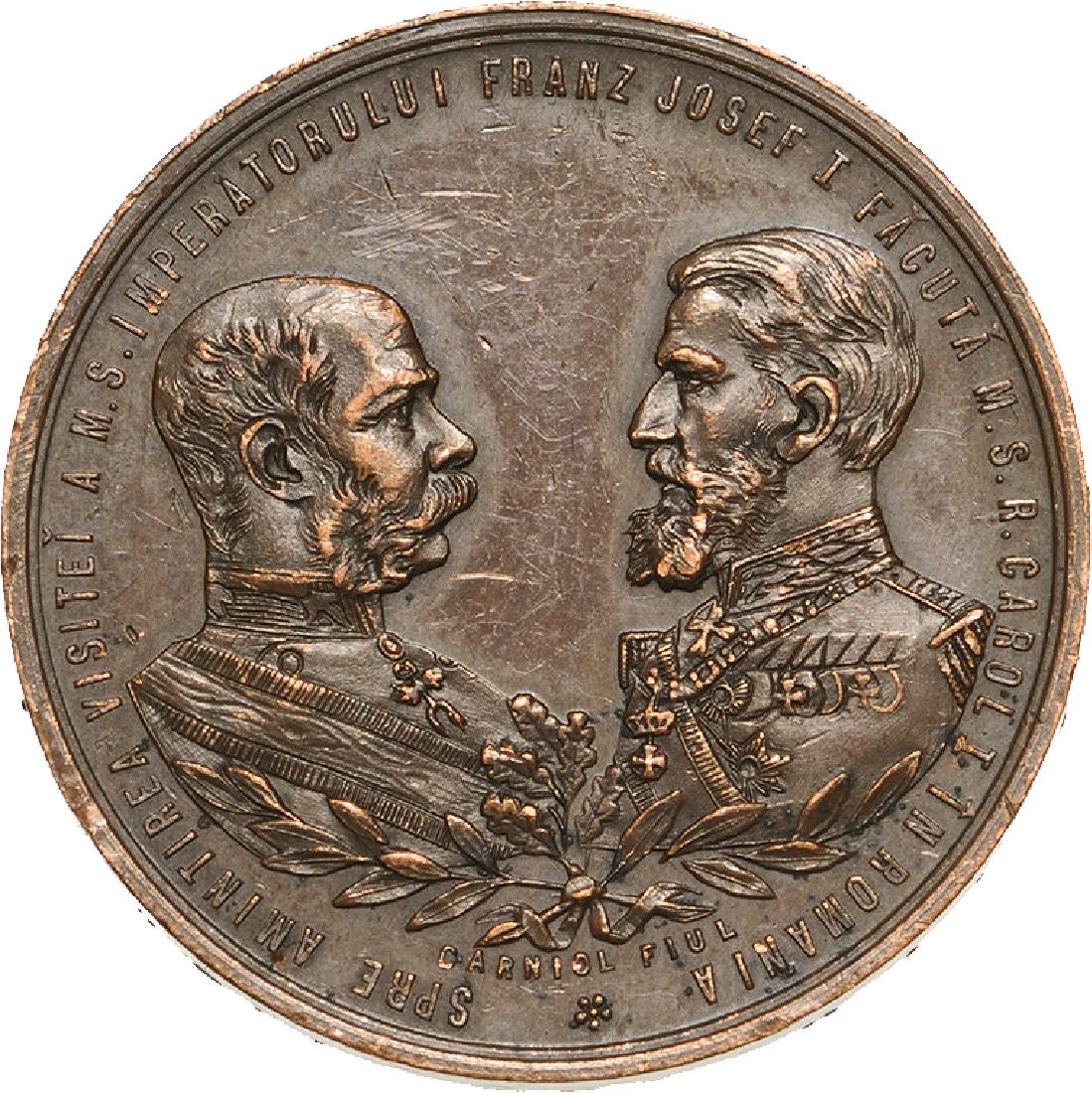 Carol I - Visit of Franz Joseph I in: Medal 1896, signed by Carniol Fiul, Bronze (33 mm, 16.17 g). XF+ 4895
