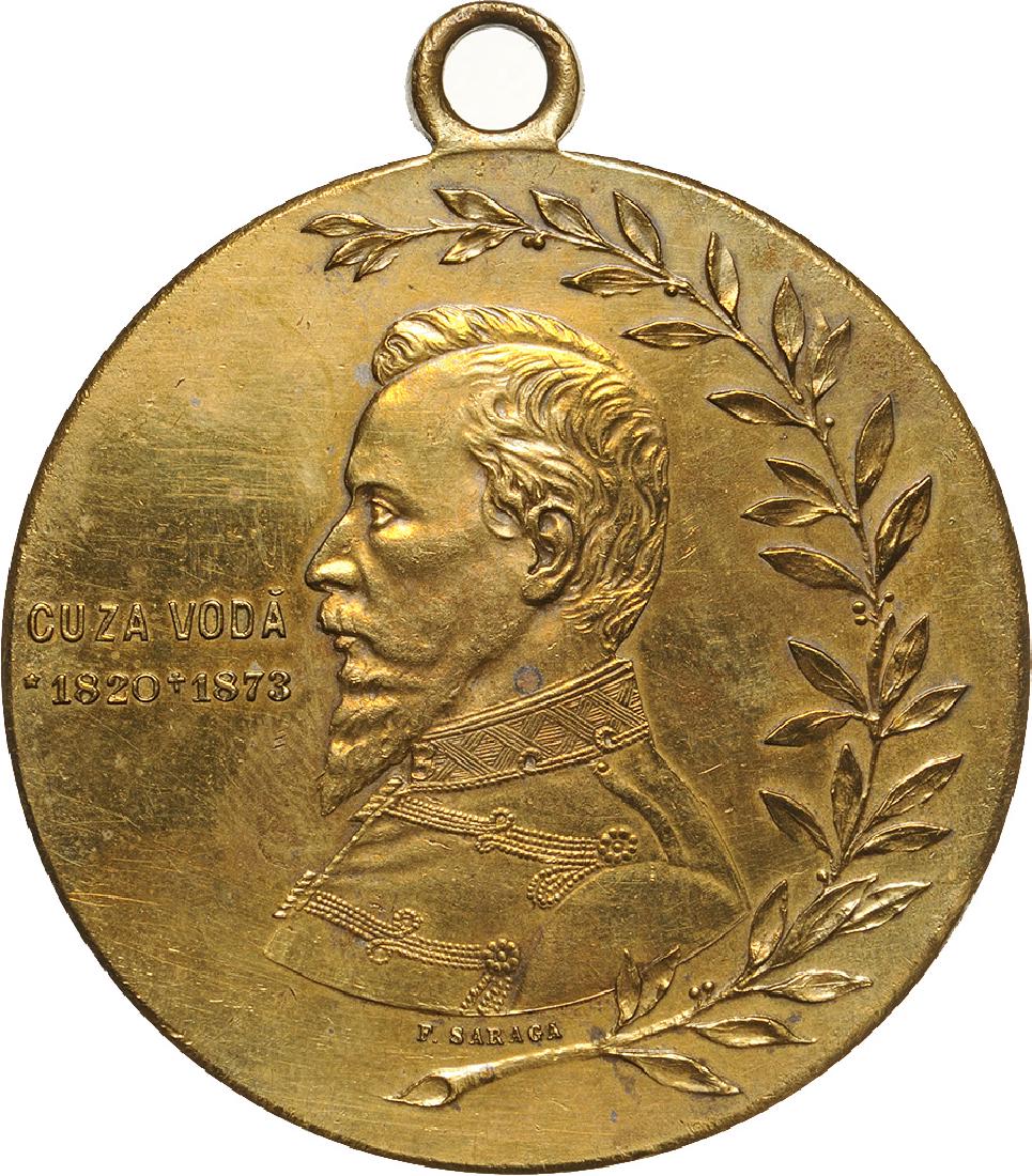 Carol I-In Memory of the 50th Anniversary of the: Medal 1909, original suspension loop, gilt Bronze (40 mm, 21.34 g). UNC- LM 330