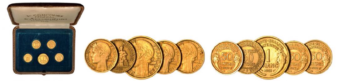 1st Prize: 50 centimes 1925, 1932, 1933, 1937 and 1: Very attractiv! XF 5749