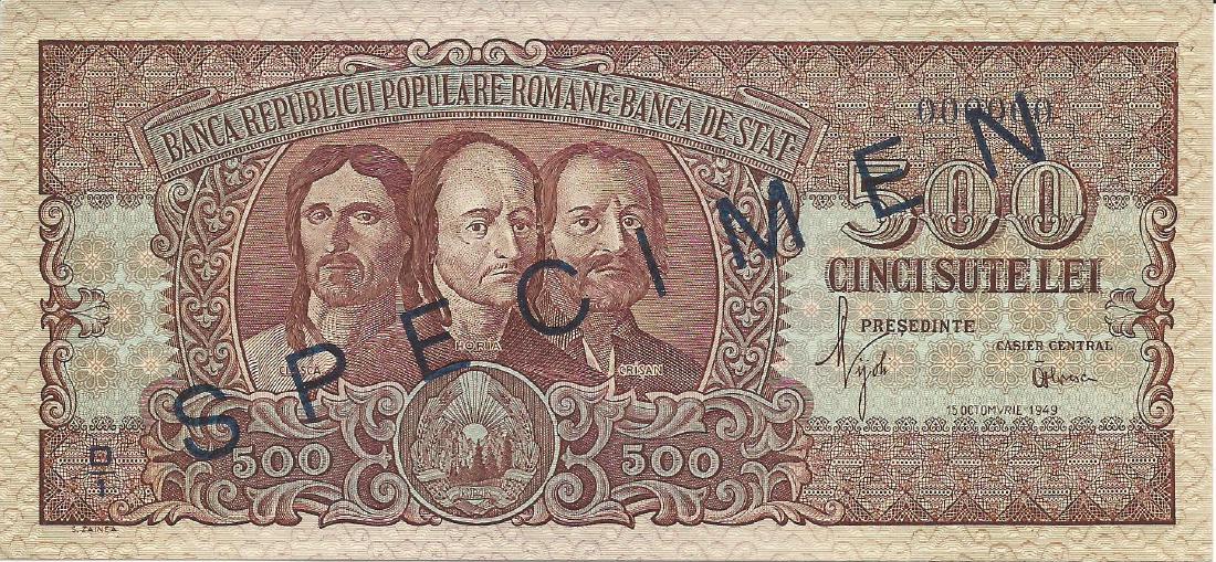 500 Lei (15.10.1949) dated 15th of October 1949, (1 of 2)