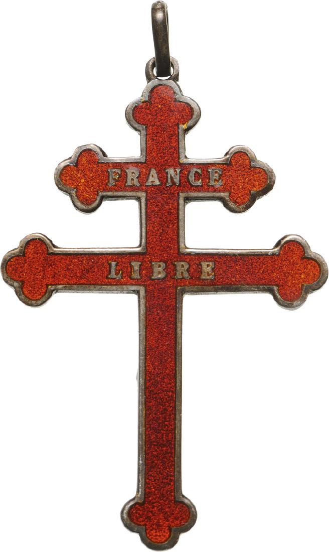 France Libre Badge, made in Cuba: Breast Badge, 52x34 mm, Silver, hallmarked â€œSterlingâ€, maker's mark â€œVilardebo Y Riera - Habanaâ€, one-side enameled, original suspension ring. Rare and interesting! I R!