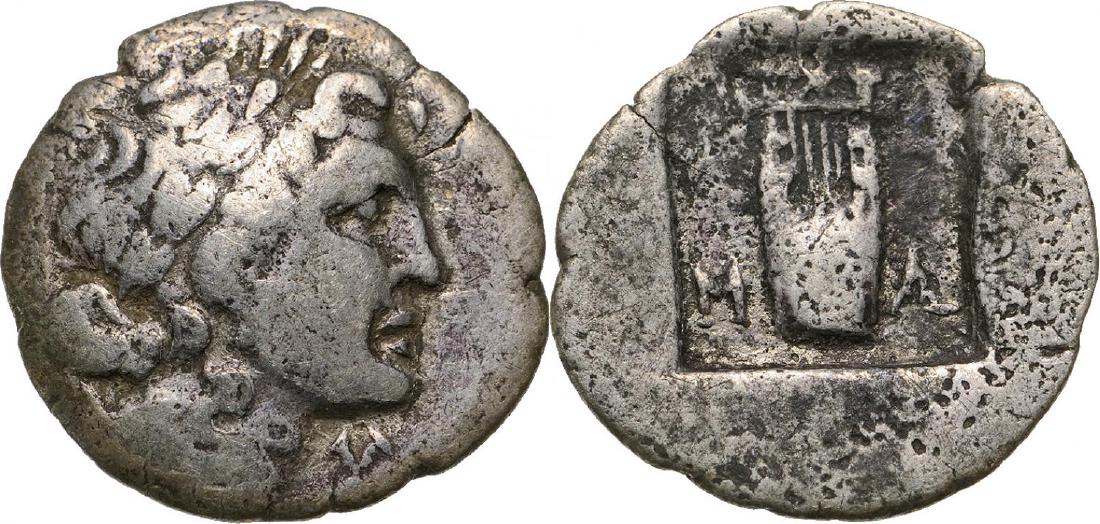 Masikytes, AR Hemidrachm (14 mm, 1.56 g), 48-42 BC: Head of Apollo right / Lyre, ?-?, M-A. Troxell, Lycian Period IV, Series I, 86; VF-