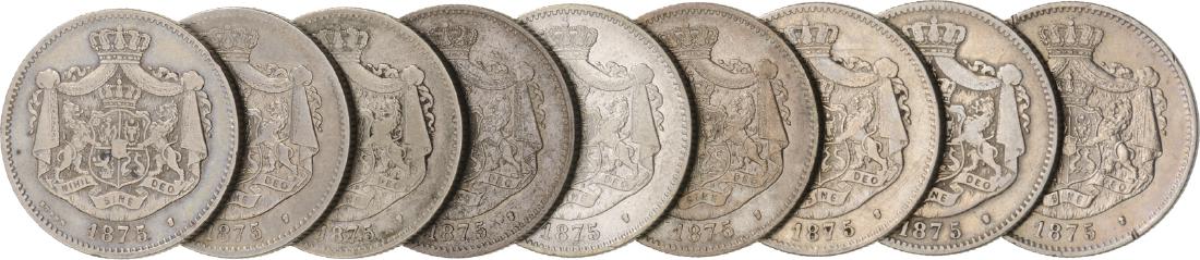 2 Lei 1875, Bruxelles, Lot of 9, Silver (1 of 2)