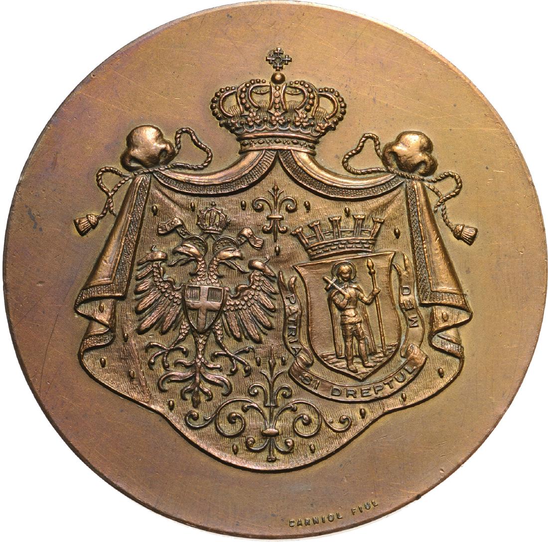 Carol I ' Visit of the Mayor of Vienna, Karl Lueger: Medal1906, Bronze (55 mm, 68.76 g). RR! XF