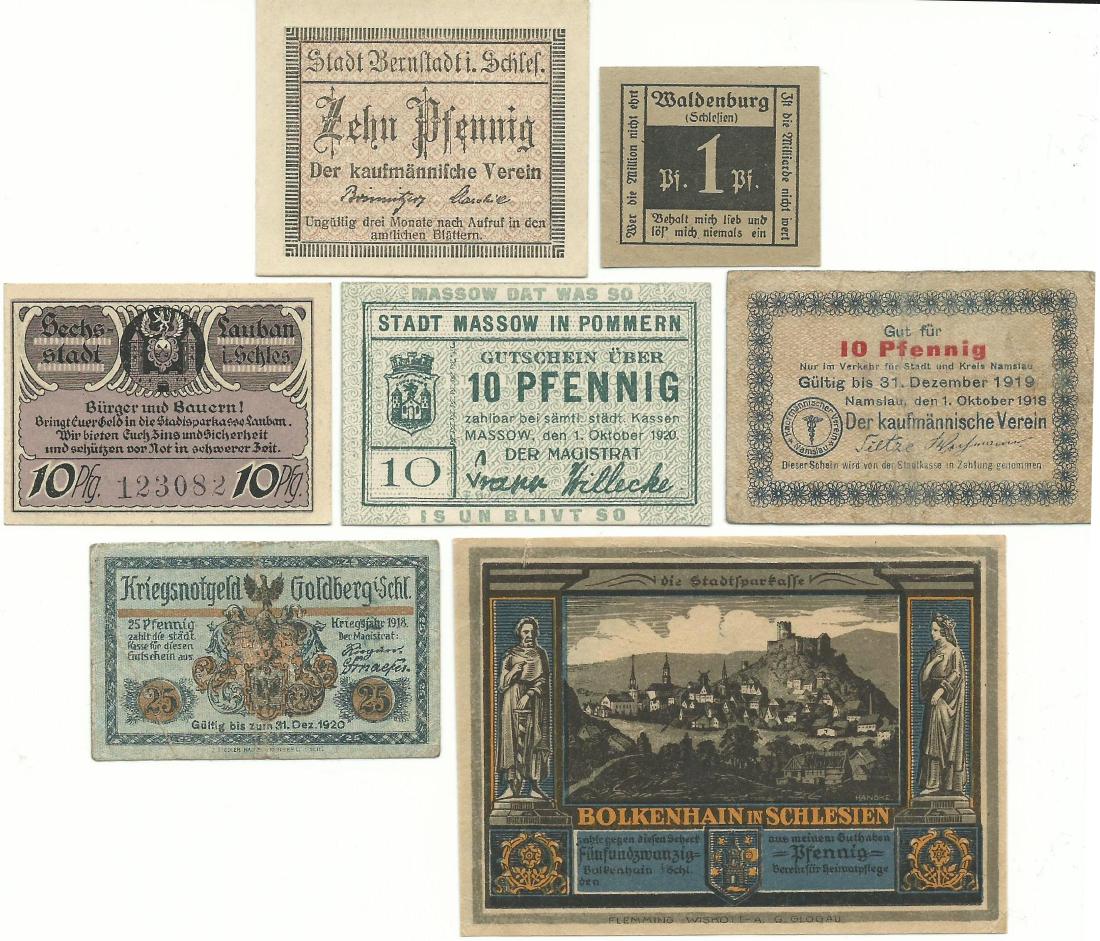Lot of 12 Banknotes: Silesia and Pomerania