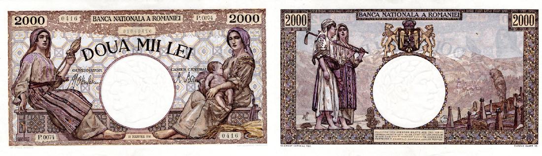 1941 ISSUE, 2.000 Lei (18.11.1941 ' 10.10.1944), dated (1 of 1)