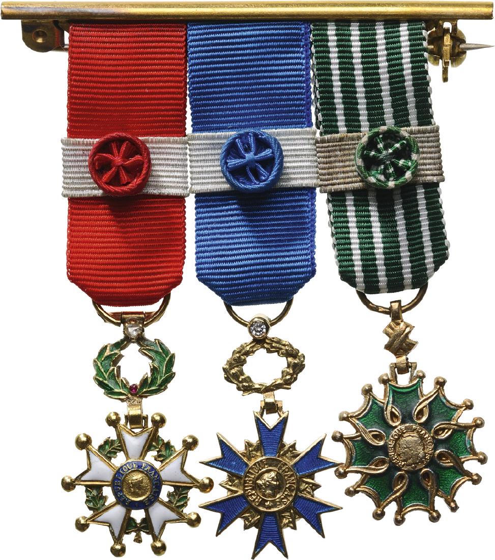 Medal Bar with 3 Miniatures, 5th Republic (1959-) (1 of 1)