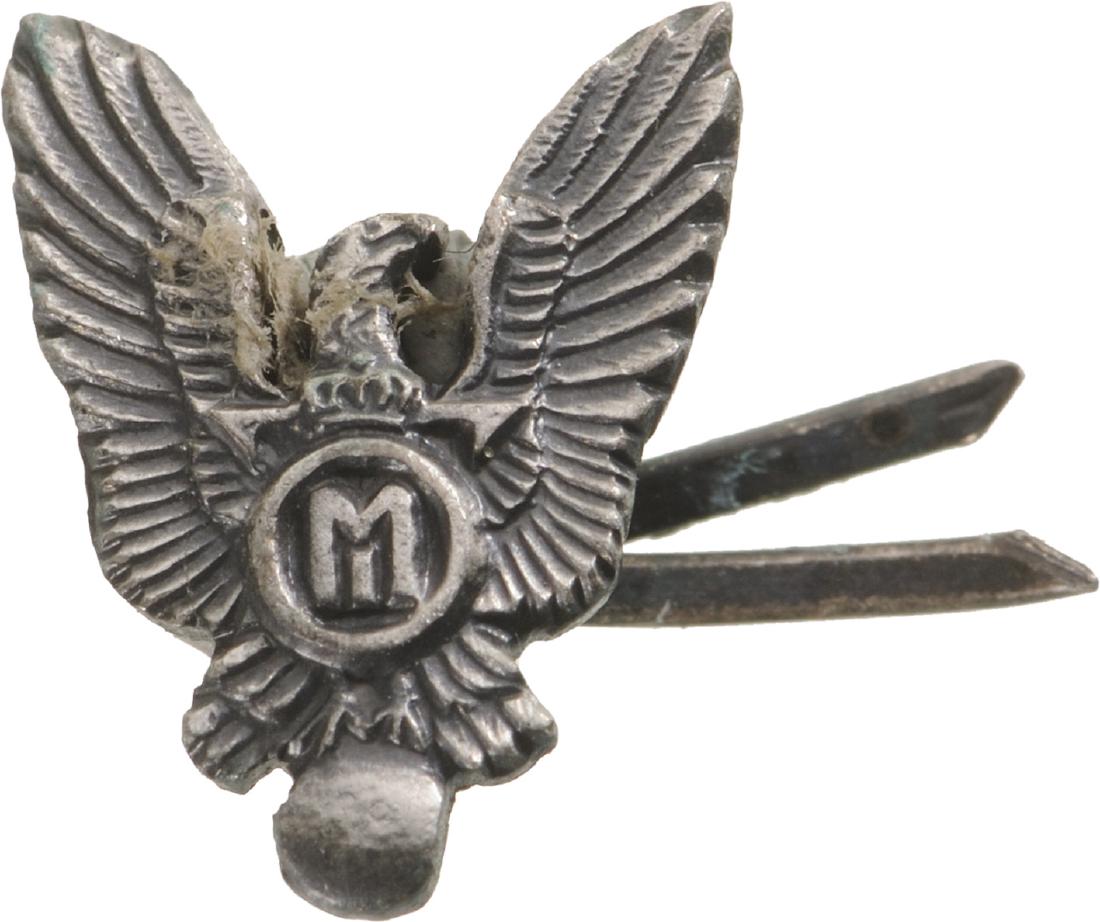 Pilot Badge, King Mihai I Model Miniature, Regency: Breast Badge, 13x10 mm, silvered Bronze, with two pins on reverse, I.M.S.P.R. 229a. Very rare! I RR!