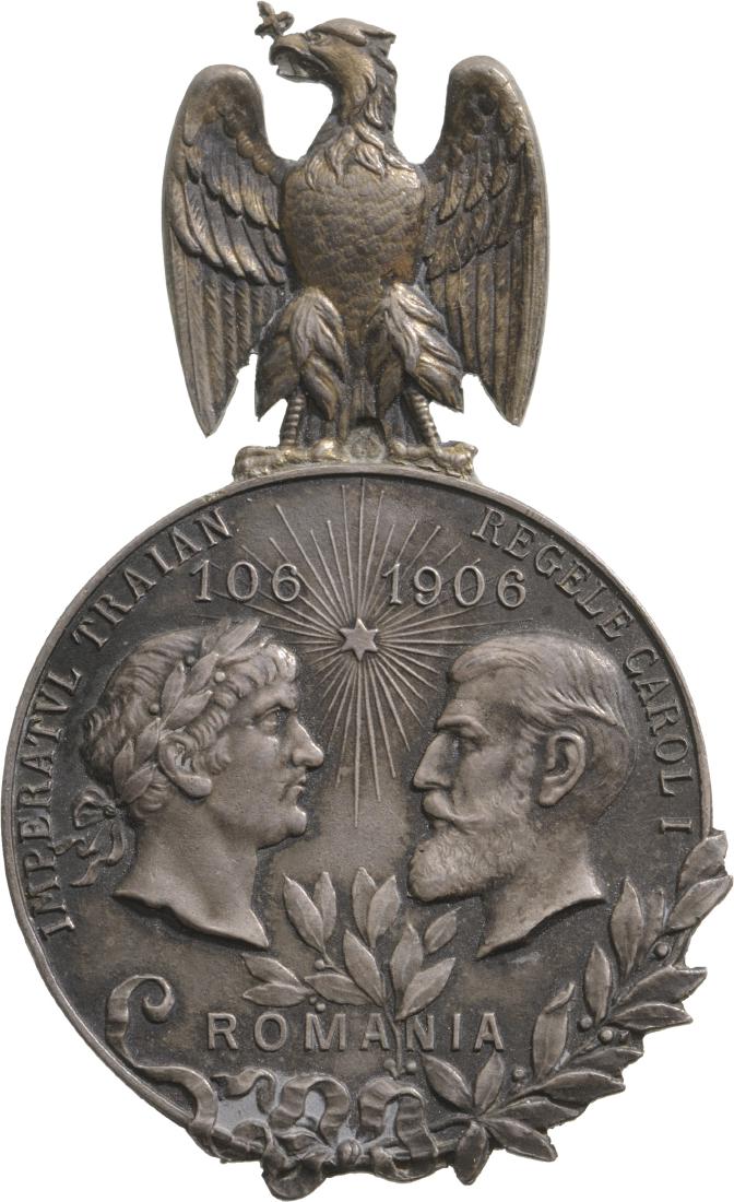 Jubilee Badge of the Romanian Senate 1905: Breast Badge, 45x28 mm, Silver, vertical pin on the back. M.S.B.R 854. II R!