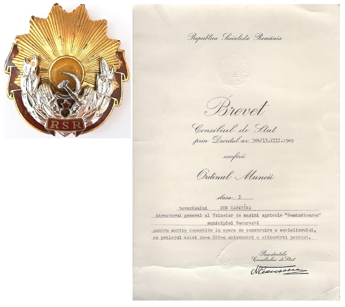 RSR - ORDER OF LABOUR, 1948-1965, to the Director of (1 of 1)