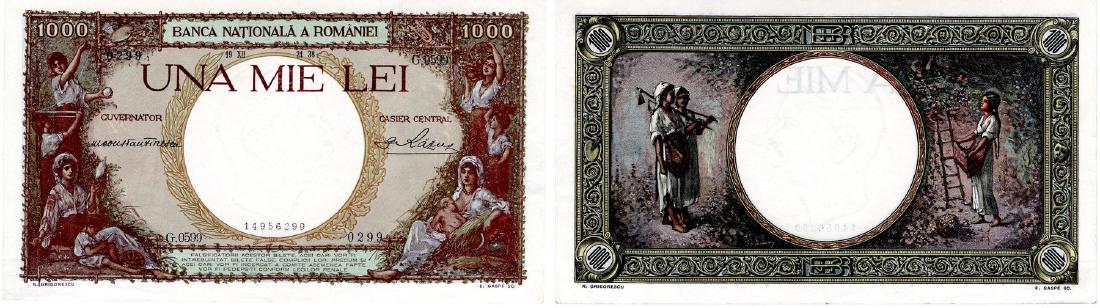 1936-1939 ISSUE, 1000 Lei (19.12.1938 - 1.11.1940), (1 of 1)